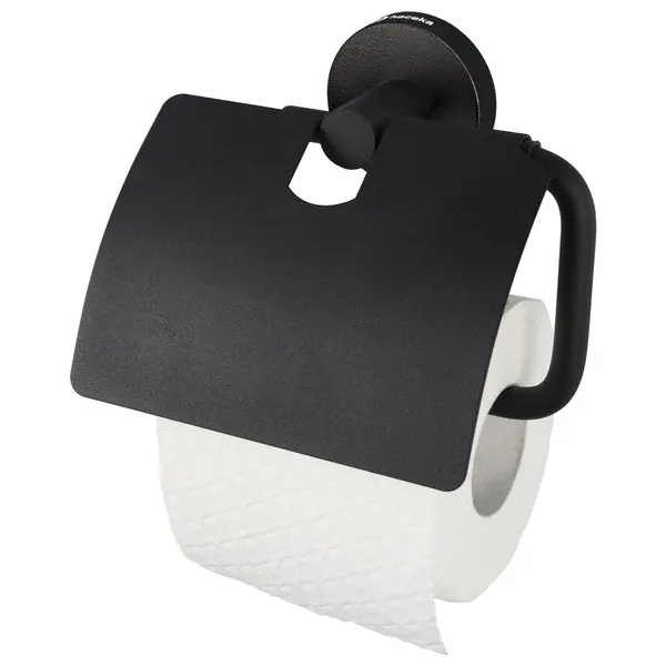Haceka Kosmos toiletrolhouder met klep mat zwart