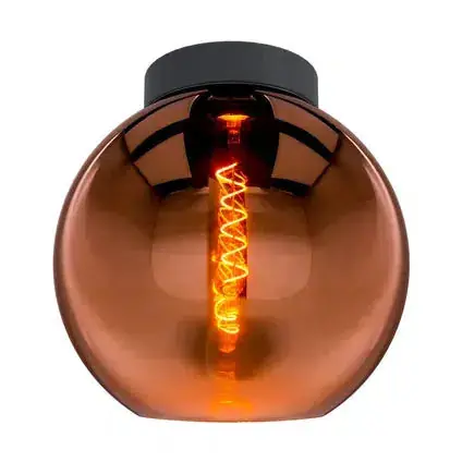 Eglo plafondlamp Cesenatico E27 koper glas zwart