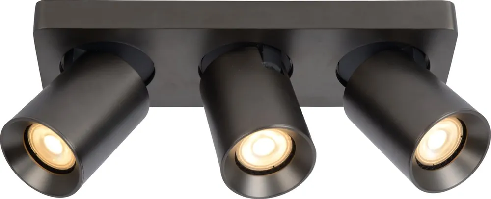 Lucide Nigel plafondspot 3xGU10/5W Dtw zwart Staal