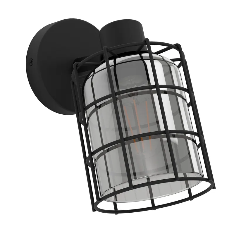 SPOT/1 E27 CONSACA ZWART/SMOKE GLAS