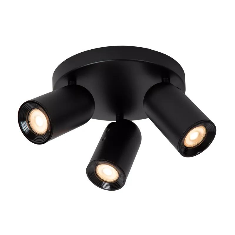 Lucide Punch plafondspot 21 cm 3xGU10 zwart