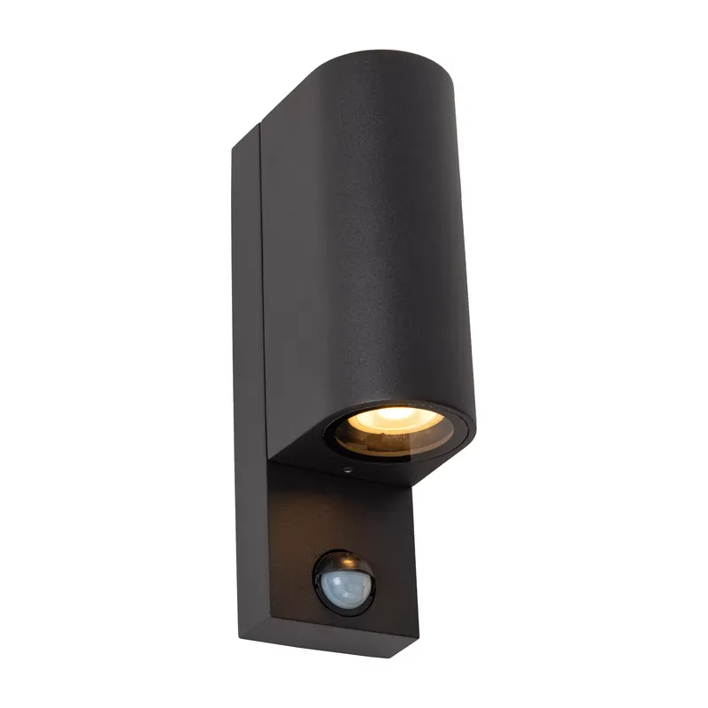 Lucide wandlamp Zaro halfrond buiten 2xGU10 zwart