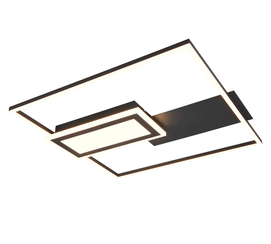 Trio Reality, Plafonniere, Spiro incl. 1 x LED,SMD,32,0 Watt,2700 - 6500K,3800 Lm. Kunststof, Wit, Armatuur: Metaal, mat zwart