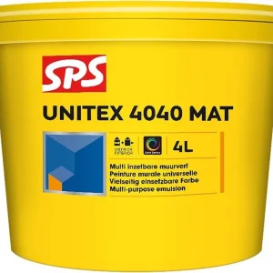 SPS Unitex muurverf 4040 mat RAL9010 binnen-buiten 4l