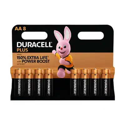 Duracell Plus Alkaline 100% AA (8 stuks) (LR6)