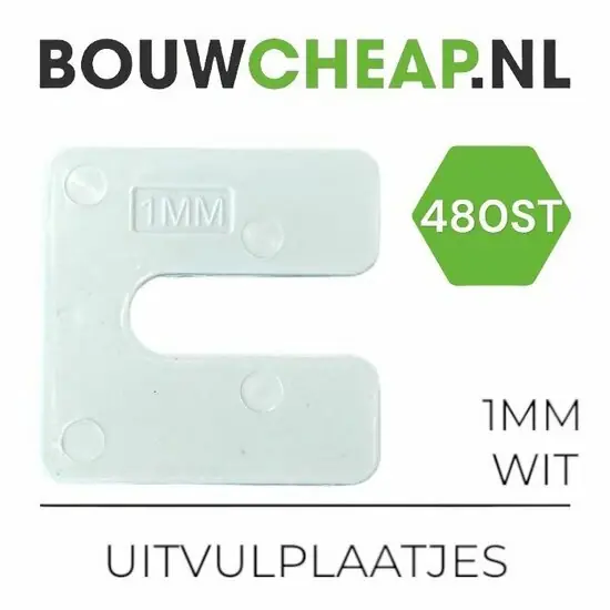 Uitvulplaatjes 1mm Wit - box 480 stuks