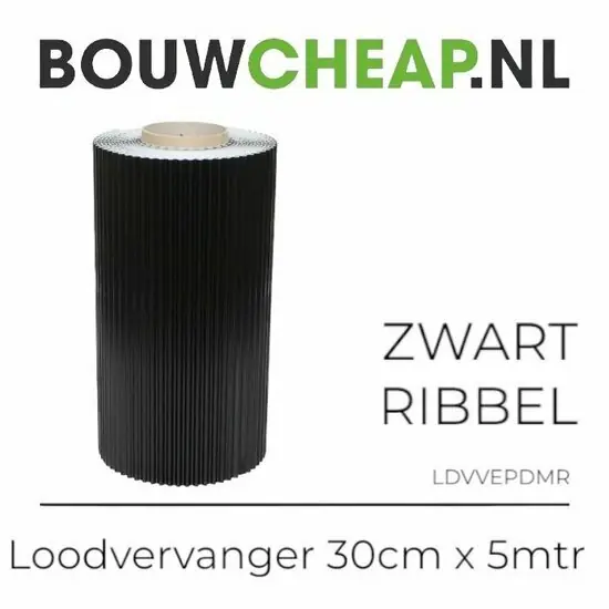 Loodvervanger zelfklevend Zwart 30cm (per meter te bestellen)