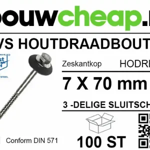 Houtdraadbout met 3-delige sluitschelp 7x70