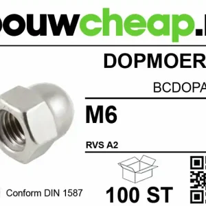 Dopmoeren RVS M6 DIN 1587 (100 ST.)