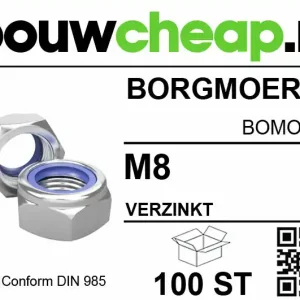 Borgmoeren verzinkt M8 DIN 985 (100 ST.)