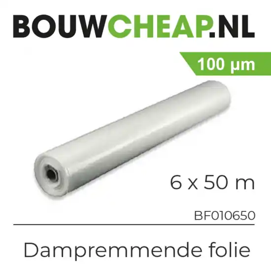 PE dampremmende folie 0.10 x 6 x 50 mtr