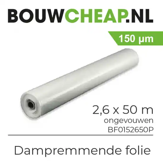 PE dampremmende folie 0.15 x 2.6 x 50 mtr Plano