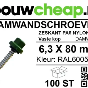 Damwandschroef 6.3x80mm RAL6005