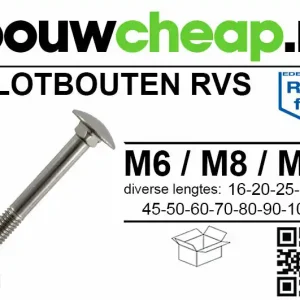 Slotbout RVS DIN 603 M 6x 50mm ( 50 st )