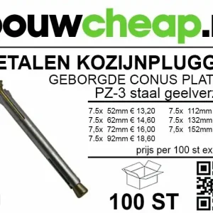 Metalen kozijnpluggen PK GVZ