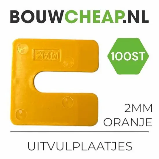 Uitvulplaatjes 2mm Oranje - PP-zak 100 stuks