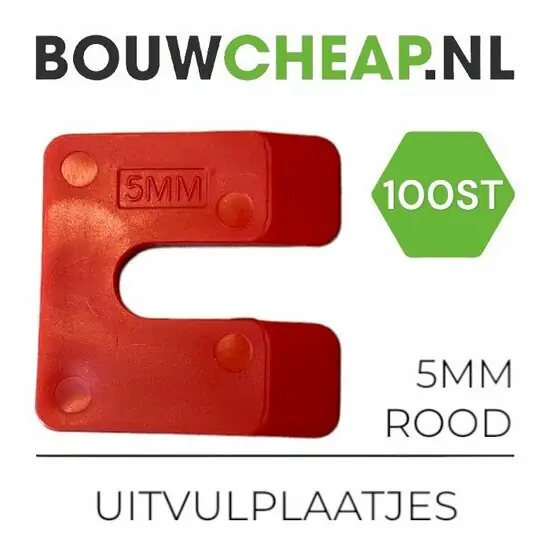Uitvulplaatjes 5mm Rood - PP-zak 100 stuks