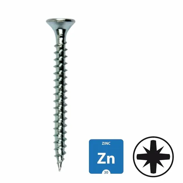 Spaanplaatschroeven - verzinkt- 3,0x30mm - Pozidrive - voldraad - 200 stuks