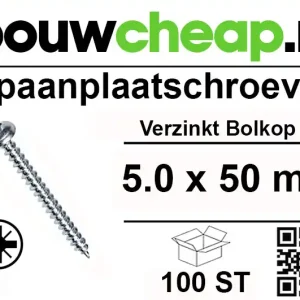 Spaanplaatschroeven Bolkop 5.0x50mm 100st