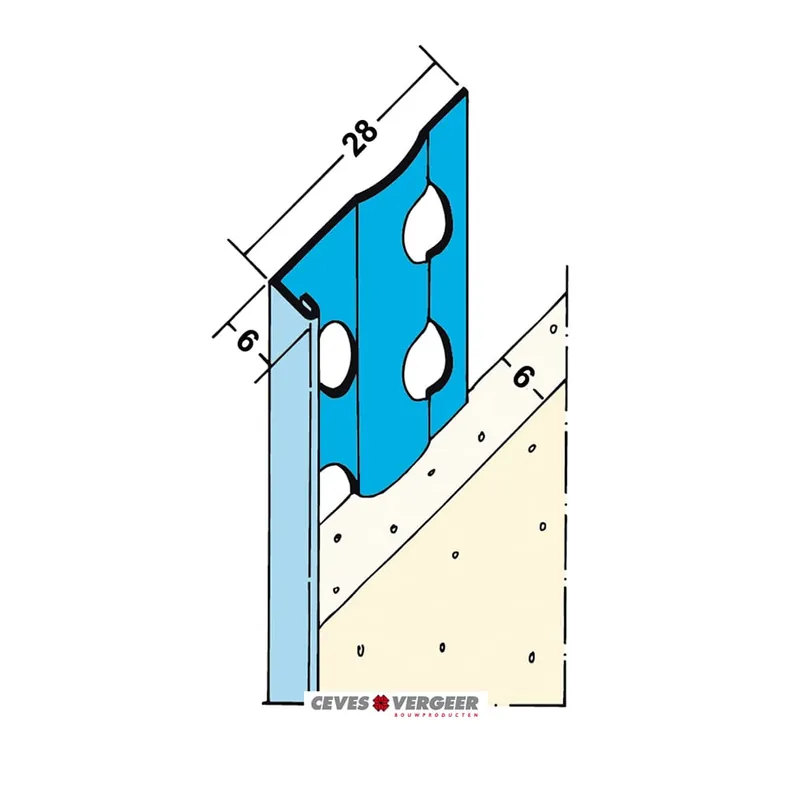 ProtektorProfiel stucstop 1216h alu zink 6mm