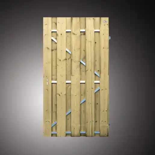 Vuren poort op stalen frame compleet 110x200 + slot