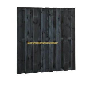Woodvision Geschaafd plankenscherm grenen 15 mm 180x180 cm, recht, zwart gedompeld