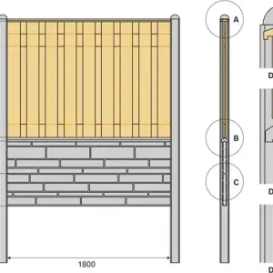 Woodvision Geschaafd plankenscherm grenen 21-planks 17 mm 180x130 cm, verticaal recht