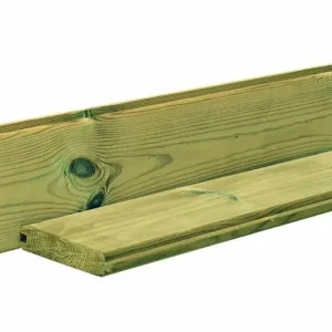 Scandinavisch vuren geschaafd blokhutprofiel 2,8x14,5x420 cm, groen ge?mpregneerd (werkend 13,2 cm)
