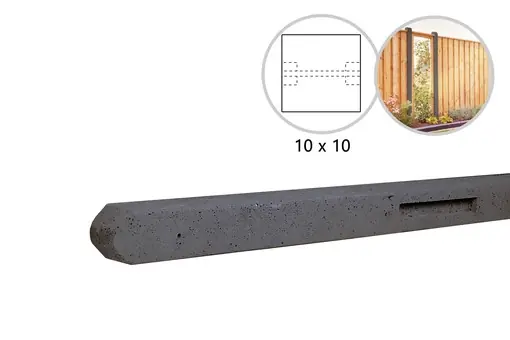 Betonpaal stampbeton 10x10x180 cm, antraciet tussenpaal t.b.v. scherm 90 cm hoog