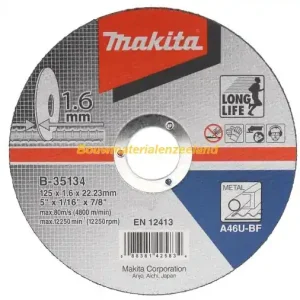 Doorslijpsch. 125x1,6mm metaal aantal in verp. 10