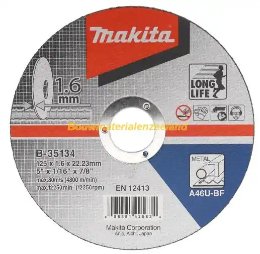 Doorslijpsch. 125x1,6mm metaal aantal in verp. 10