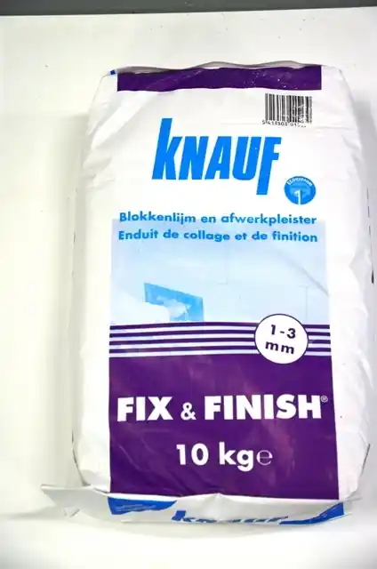 Knauf Fix & Finish - Blokkenlijm en Pleistergips draagtas 10 kg