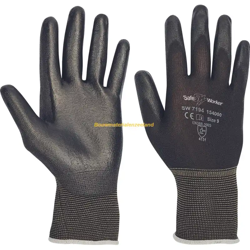 SafeWorker 7194 pro maat 9 zwart, 12 pr/ds