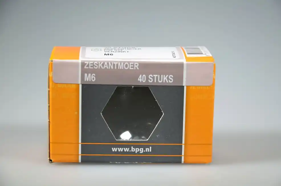 6-kantmoer M6x5 SW-10 metr. verz. DIN934-8 staal 8 ds 40 st