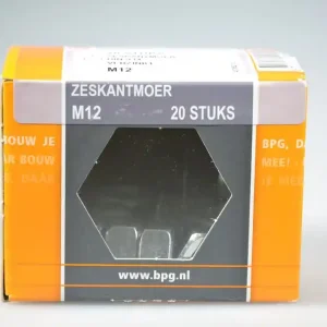 6-kantmoer M12x10 SW-19 metr. verz. DIN934-8 staal 8 ds 20 st