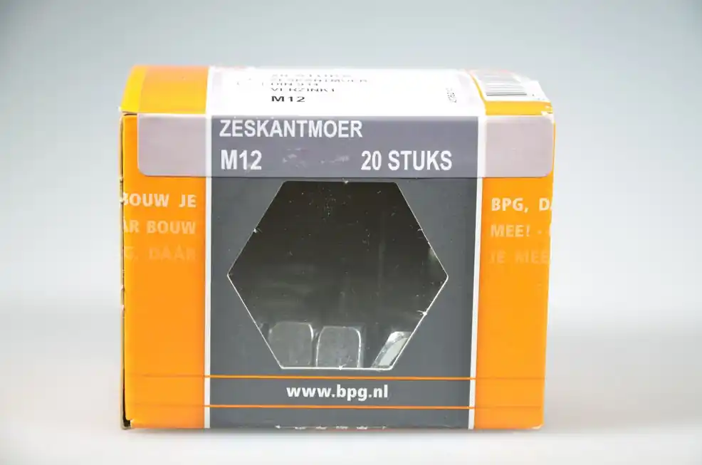 6-kantmoer M12x10 SW-19 metr. verz. DIN934-8 staal 8 ds 20 st