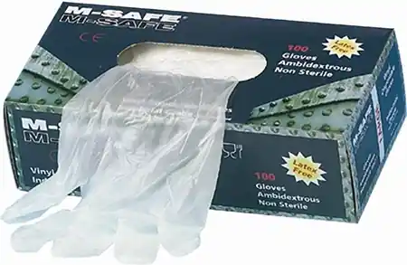 Handschoen M-Safe vinyl naturel wegwerp - licht gepoederd 100 stuks maat 10 / XL