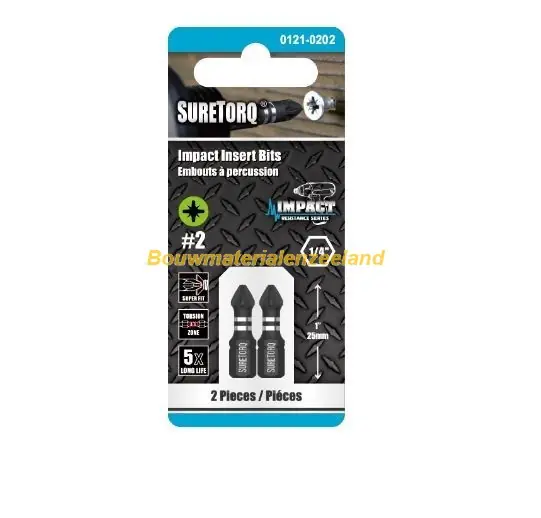Schroefbit PoziDriv Insert bit PZ1 lengte=25mm, 2 op kaart ( ST0121-0201 )