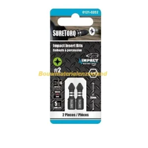 Schroefbit PoziDriv Insert bit PZ2 lengte=25mm, 2 op kaart ( ST0121-0202 )