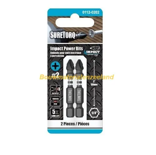 Schroefbit Phillips Power Bit PH2 lengte=50mm, 2 op kaart ( ST0112-0202 )