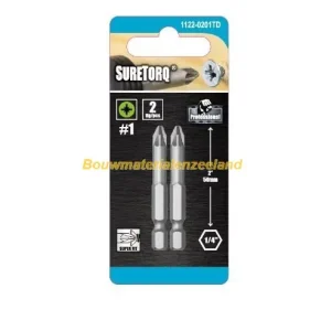 Schroefbit PoziDriv Power Bit PZ1 lengte=50mm,2 op kaart ( ST1122-0201TD )