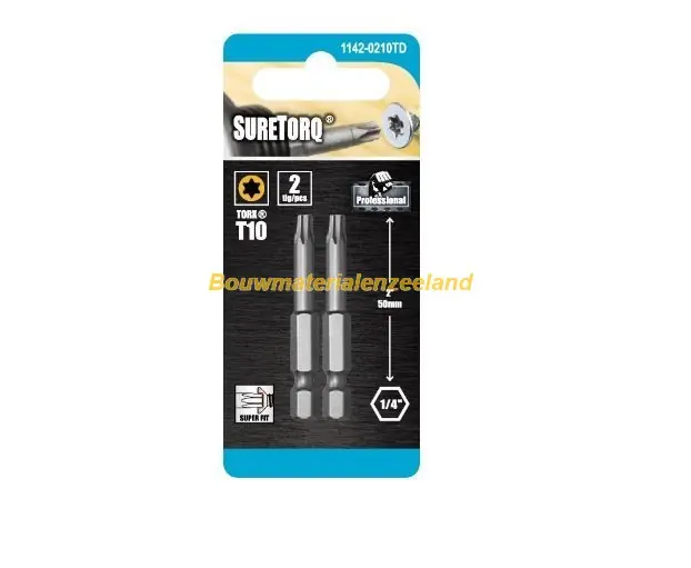 Schroefbit TORX Power Bit TX15 lengte=50mm, 2 op kaart ( ST1142-0215TD )