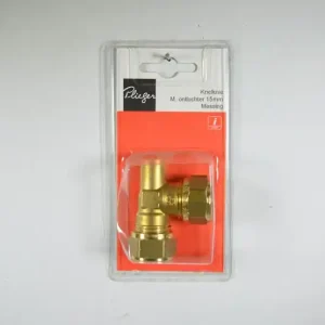 Messing knel kniekoppeling met ontluchter15x15mm Plieger label rd