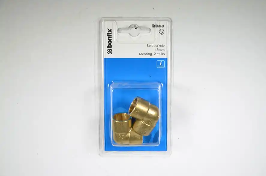 Messing cap.knie 15x15mm bonfix label 2 st (GASTEC/KIWA)