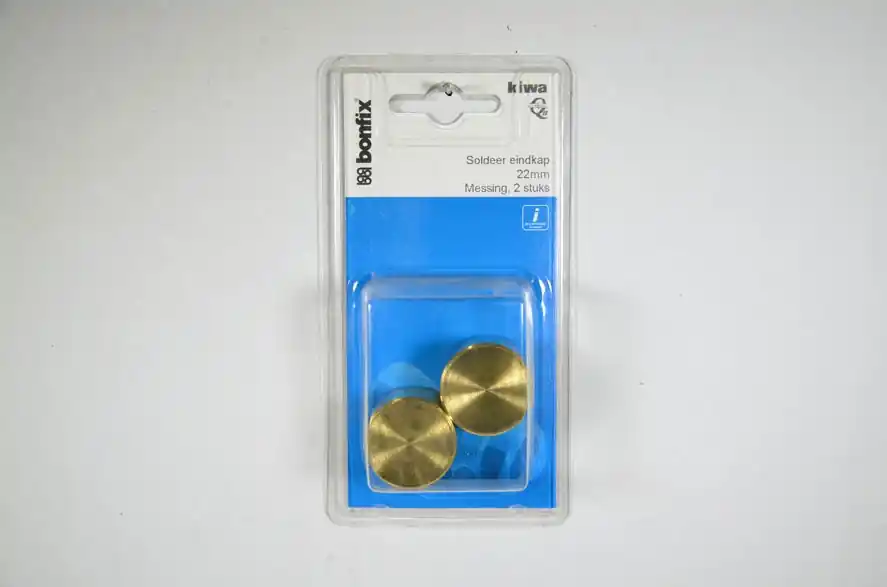 Messing sold.eindkap 22mm bonfix label 2 st (GASTEC/KIWA)