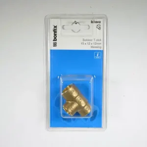 Messing sold.t-stuk 15x12x12mm bonfix label 1 st (GASTEC/KIWA)