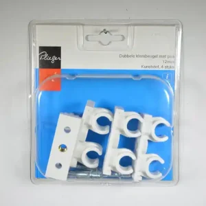 Dubbel klembeugel met pen 12mm Plieger label bl/rd 4st