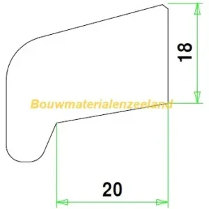 Glaslat I20 meranti 80mu gegr 18x34 mm spon 20 L= 2450 mm 12 st/bdl