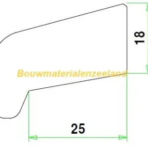 Glaslat I25 meranti 80 mu gegrond 18x39 mm sponning 25 L= 4600 mm