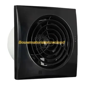 Badkamer/toiletventilator Silencio125T zwart 182 x 182 mm